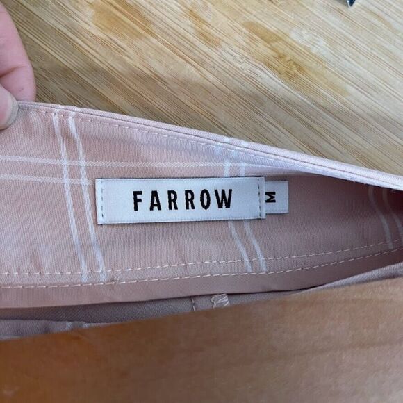 Farrow Midi Skirt Medium Neutral Plaid Window Pane Tie-Up Modest Slit Career - Picture 2 of 10